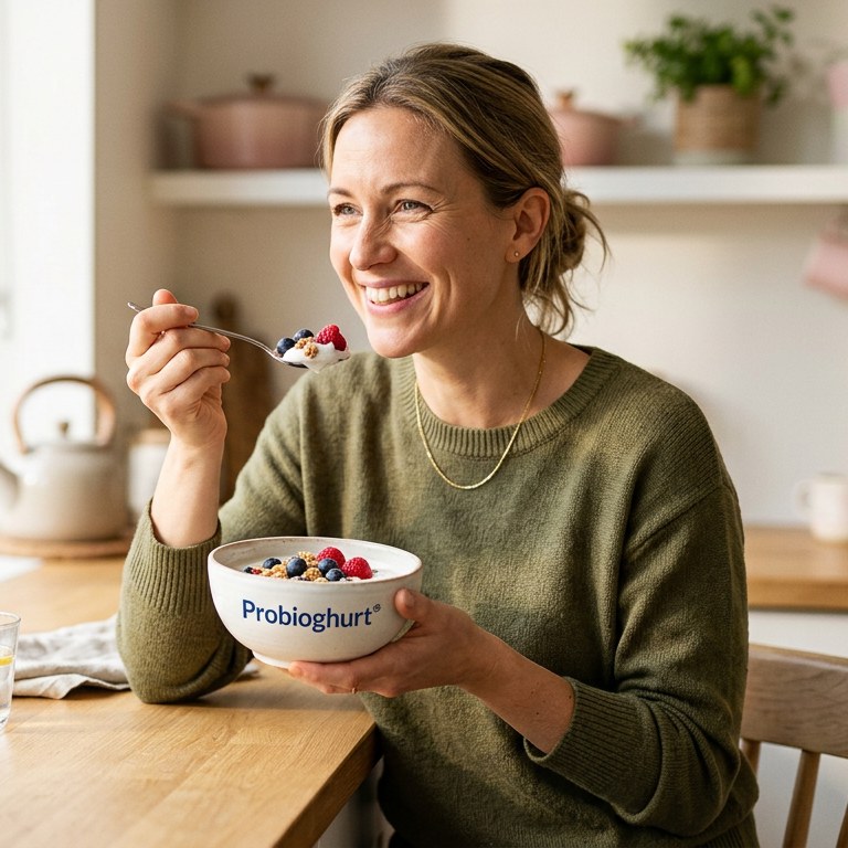 Eine Frau isst Probioghurt®