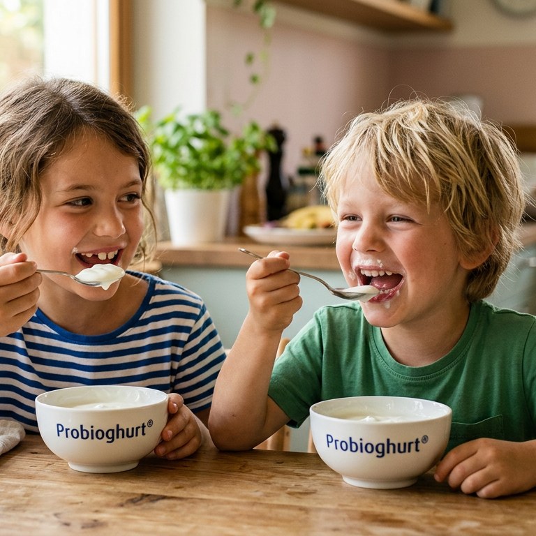 Zwei Kinder essen Probioghurt®